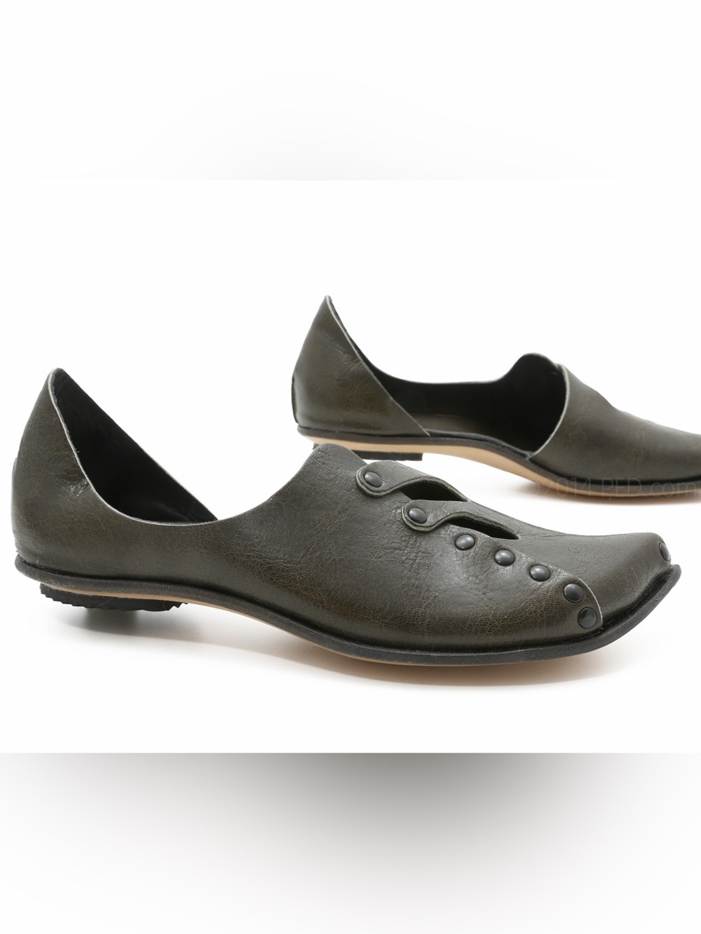 CYDWOQ Bonnet black leather Slip-On Dress Shoes Flats 39 handmade